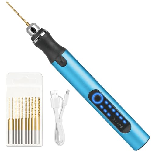 Ergänzbarer Mini-Bohrstift mit drei Drehzahlstufen für DIY-Projekte und professionelle Anwendungen, wiederaufladbare Lithium-Ionen-Batterie, titanbeschichtete Bohrer für verschiedene Materialien wie Holz, Kunststoff und Leder