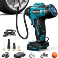 Tragbarer Akku Kompressor für BOSCH 18V Akku, 11bar Autoreifen Luftpumpe mit Abschalautomatik und Manometer