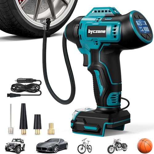 Tragbarer Akku Kompressor für BOSCH 18V Akku, 11bar Autoreifen Luftpumpe mit Abschalautomatik und Manometer