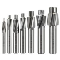 Hochwertiges Werkzeugset für professionelle Anwendungen, 7 Stück Flachsenker Zapfensenker M3-M14 HSS Senker Schaftfräser 4 Zähne CNC Slot Bohrer Kegelsenker Senkbohrer für Metall, Stahl, Aluminium, Holz