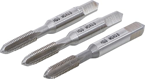 Gewindebohrer-Satz mit Vor-, Mittel- und Fertigschneidern aus HSS-G-Stahl für Metall- und Holzwerkstoffe