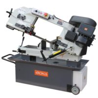 Leistungsstarker Motor und vielseitige Verwendung - BOKA Metall-Bandsäge mit 4 Schnittgeschwindigkeiten, hydraulischer Vorschub und Kühlung für präzise Metallschnitte bis Ø 229 mm.