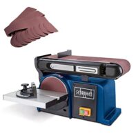Bandschleifer BTS900 mit 18 tlg. Schleifset | Schleifmaschine von Scheppach | Band-Tellerschleifer für Handwerksarbeiten