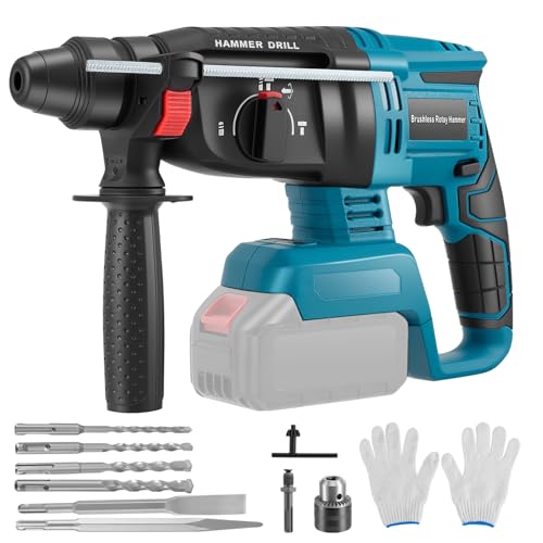 Batteriehammerbohrer für professionelle 18 V Systeme, kompatibel mit Makita 18 V Batterie und 10 Bohrstiften, Schwingungsschutzgriff und Sicherheitskupplung