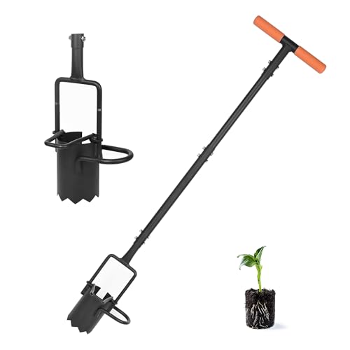 Multifunktionales Blumenzwiebel-Pflanzwerkzeug aus hochwertigem Kohlenstoffstahl mit langem Griff und gezahnter Basis zum Graben, Jäten und Pflanzen von Zwiebeln in verschiedenen Bodentypen