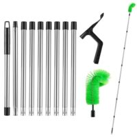 Dachrinnenreiniger mit Teleskopstiel für beste Ergebnisse - 350cm lang, Nylonbürstenkopf und rostfreier Stahl-Schaft