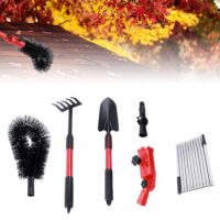Effizienter Dachrinnenreiniger mit Teleskopstiel für saubere und sichere Dachrinnensanierung, vielseitiges Set inklusive Bürste, Schaufel, Laubrechen und Winkeladaptern