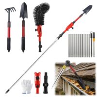Dachrinnenreiniger mit Teleskopstiel 4m, Dachrinnenreinigungszubehör, Laubentfernung von Dächern und Fenstern