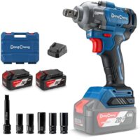 Dong Cheng 18V bürstenloser Schlagschrauber, 698Nm hohes Drehmoment, 2200U/min, 1/2 Zoll akku-Schlagschrauber mit Aufbewahrungsbox, 4-Modus, inklusive 2x4,0 Ah Akkus & Ladegerät