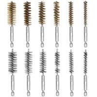 12-Stück-Drahtbürste-Bohrmaschine-Set, Edelstahl-Bürsten und Kupfer-Bürsten, verschiedene Größen von 8/10/12/15/17/19mm