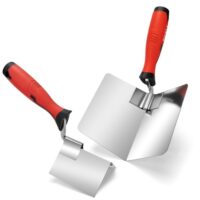 Zweiteiliges Eckenkellen-Set mit Außen- und Inneneckenkelle aus hochwertigem HRC34-Edelstahl mit ergonomischem Gummi-Griff - ideal für Verputzer, Gipser, Beton und Mörtel bei Renovierungen oder Neubauten