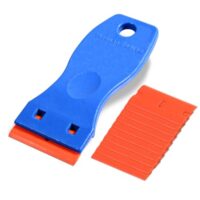 Mini Kunststoff Schaber mit 10 Kunststoffklingen, Plastikspachtel für Klebereste Entferner, Klebstoffentferner, Kleberentferner in Blau