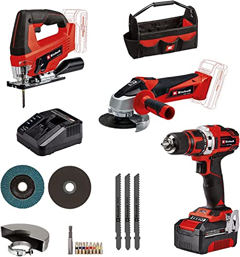 Einhell Akku-Bohrschrauber Set: Professionelles Werkzeugset für Heimwerker und DIY-Anfänger, inkl. 1x 4,0 Ah Akku, Ladegerät, Zubehör und Tasche.