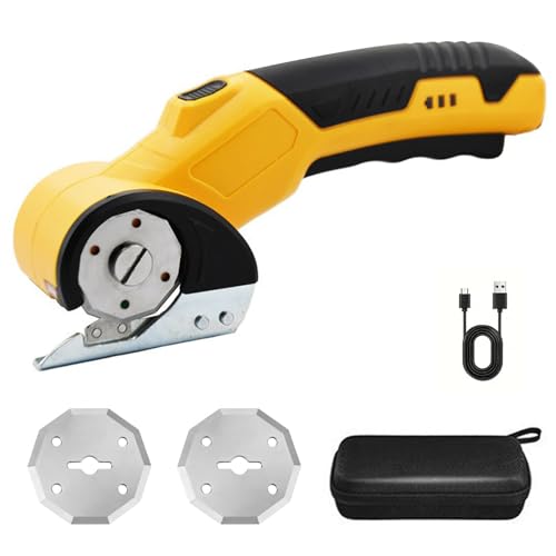 Elektrische Schere, Kartonschneider Elektroschneidwerkzeug mit Sicherheitsschalter und LED-Leuchte, 320 U/Min Kabelloser Schneider für Leder, Pappe, Teppich, Stoff und Kunststoff. Effizientes Werkzeug für Heim und Haus.