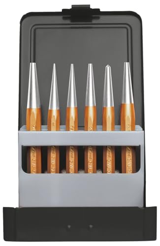 Durchtreiber-Satz 6-teilig inkl. Körner, 6-teiliges Werkzeugset aus Chrom-Vanadium-Stahl für Heimwerker und Handwerker