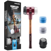 HALDER-Plusbox Starterkit, SIMPLEX-Schonhammer D80, Gummikomposition mit Standfuß/Superplastik sowie je ein TPE-soft und TPE-mid Schlageinsatz plus Flaschenöffner | Werkzeugset für Heimwerker und Handwerker