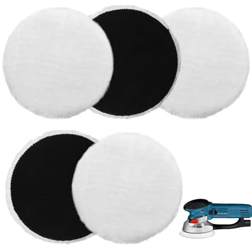 5 Stück 150mm Polierpads aus Lammwolle, Ersatz für Bosch Exzenterschleifer, ideal für Kraftfahrzeuge zum Polieren und Reinigen