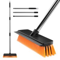 Gartenbesen mit Gummilippe und robustem Stiel für effektives Kehren von Terrassen, Einfahrten, Wegen und Gärten