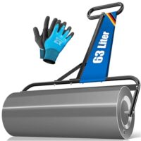 KESSER Rasenwalze Metall befüllbar mit Wasser oder Sand, 63 Liter Füllvolumen und 99cm breit. Gartenwalze inklusive Handschuhe und Handwalze Rasenroller Ackerwalze Walze in Anthrazit.