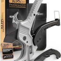 Professioneller PVC Rohrschneider, KLRStec ProSlice 4200 Set, PVC PE PP Kunststoffrohr Ratschen Ersatzklinge Nylon Tasche Gürtelclip