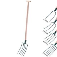 Vielseitige Gartenarbeit Gartengabel mit 5 Zinken aus hochwertigem Stahl, Heugabel, Forke, Spatengabel, Grabegabel, Mistgabel, Drahtgabel mit Holzstiel, Dunggabel für Gartenarbeiten