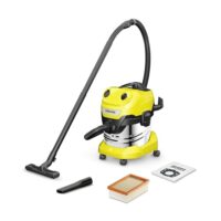 Karcher WD 4 S V-20/5/22 Nass- & Trockensauger, 20 l Edelstahlbehälter, 1000 W, 5 m Kabel, 2,2 m Saugschlauch, Clips-Bodendüse, "Pull & Push"-Verschlusssystem, Gelb