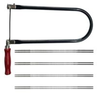 Präzise Schnitte und Linienbearbeitung mit Laubsäge 310mm und 8 verschiedenen Sägeblättern, ergonomischer Holzgriff und 360 Grad drehbare Drahtsäge für Handarbeiten und Holzbearbeitung