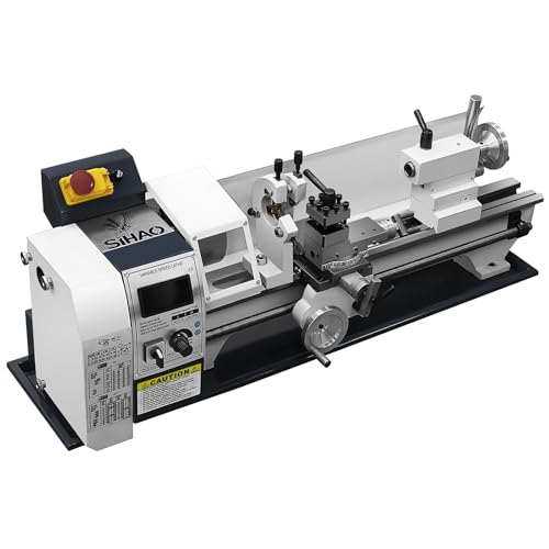 Kompakte 1500W Metalldrehmaschine mit Metallgetriebe, Werkzeughalter und Mittelhalter, Geschwindigkeitsanzeige und variable Drehzahl von 0-2500rpm