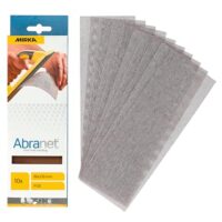 Mirka Abranet Netz Schleifstreifen 80x230mm Klett Schleifblätter/Korn P120 - 10 Stück zum staubfreien Schleifen von Holz, Spachtel, Lack und Kunststoff