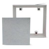 PVC Fliesenrahmen magnetisch 406 x 406 mm | Innenmaß 400 x 400 mm (40 x 40 cm) | Revisionsklappe für Fliesenwand & Bad | Trägerplatte mit Magneten | Einfache Montage | Weiß | 30 mm Einbautiefe