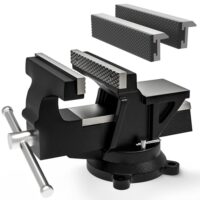 Unzerbrechlicher Schraubstock aus Kugelgraphit-Gusseisen mit 360° Drehbarkeit und Amboss, inkl. Gummi-Schutzbacken und Schrauben, perfekter Partner für Werkstattarbeiten.