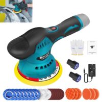 Poliermaschine Akku 12V, Exzenter Poliermaschine mit 2x Akkus, Auto Poliermaschine Set 22 Stück, Exzenter Polierer für Fahrzeuglacken, Polieren und Wachsen