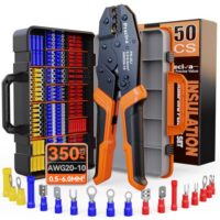 Kabelschuhzange mit Ratschenmechanik und 350 farbcodierten Kabelverbinder für Auto, Elektroinstallation & Heimwerker