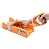 QUEST Gehrungslade mit Rückensäge 300 mm für Holz, PVC und MDF – Präzisions-Schneidlade für Innenausbau und Renovierung