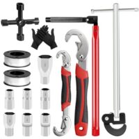 Vielseitiges Werkzeugset mit 15 Stücken für alltägliche Anwendungen, einschließlich Standhahnmutterschlüssel und Sanitärwerkzeug