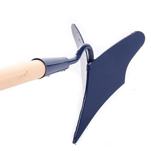 R.G. Kartoffelhaeufler, robuster Kartoffelpflug mit pfeilförmiger Spitze und langem Holzstiel für effektives Häufeln von Kartoffelpflanzen