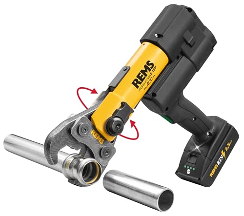 Leistungsstarke Akku-Radialpresse mit LED-Arbeitsleuchte und Planetengetriebe für Pressverbindungen 10 bis 108 mm