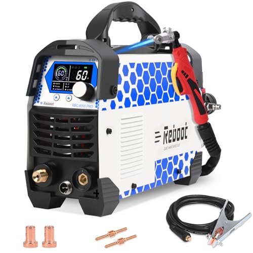 Reboot 60A Plasmaschneider 230V IGBT | PT31 Rolle für Einfacheres Schneiden, 2T/4T Funktion, 18mm Max. Schneidtiefe für Edelstahl Aluminium Kupfer,RBC6000 PRO