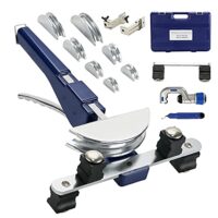 Hochwertige Rohrbiegemaschine für Handrohre, Biegen von 6-22mm mit 90° Grad, inkl. integriertem Rohrschneider und Entgratungswerkzeug