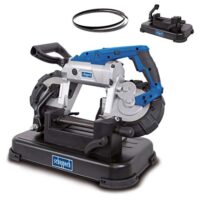 Metallbandsäge MBS1100 von Scheppach, 1100 Watt Leistung, 100 mm Schnittmaß, inkl. Arbeitstisch und LED-Arbeitslicht