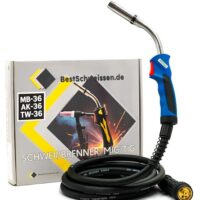 Hochwertiges Schutzgasschweißgerät mit gasgekühltem Griff, 4m/5m Schlauch, Euro-Anschluss und 320A Strombelastbarkeit