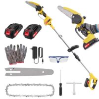 Teodute Elektrisch Stangensäge, 2-in-1 Teleskop Baumsäge, 2 X 2000mAH, Astsäge Teleskop zum Beschneiden Handflächen und Sträuchern