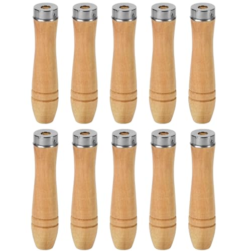 10er Pack Holz-Feilengriff, Sicherheits-Griff mit Metall-Ringen für eine sichere und bequeme Handhabung bei der Holzbearbeitung