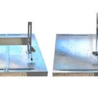 großer Stichsägetisch Trenn-Biber 011F mit versetzbarem Führungsbügel für alle Stichsägen - hochwertiger Biber mit Rollenführung und großem Schnittbereich