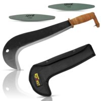 Schweizer Gertel mit Ledergriff, Schneidenschutz aus Oxfordmaterial und zwei Schleifsteinen für Gartenarbeit, Outdoor-Aktivitäten und Bushcraft