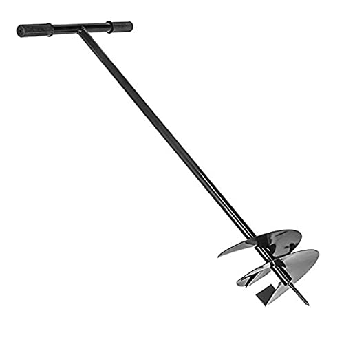 Erdbohrer mit Stahlhandgriff und Gummi überzug, geeignet für Gartenarbeiten, Bohrer mit Spiralbit für saubere Löcher, ideal für Pflanzenbohren in den Garten