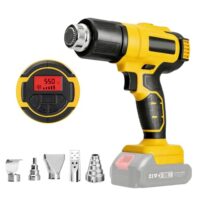 Akku Heißluftpistole für Dewalt 20V Akku, Kabellose Heißluftpistole mit LCD-Display & 5 Düsen, Temperatur Bis zu 550°C, Heißluftfön Akku zum Entlacken, Basteln, Löten, Schrumpfschläuche