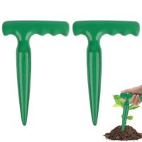 APXEL Blumenzwiebel Pflanzer, 2 Stück Zwiebelpflanzenpflanzerset mit T-Griff und Pflanzlochern für das Umgraben und Pflanzen von Zwiebelpflanzen