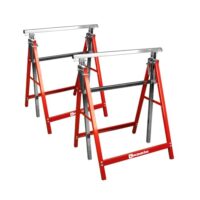 Werkzeugkönig 2 Stück Arbeitsbock Gerüstbock Untergestell höhenverstellbar mit Metallausführung und Traglast bis 200 kg, einfach zusammenklappbar für Heimwerker und Handwerker.