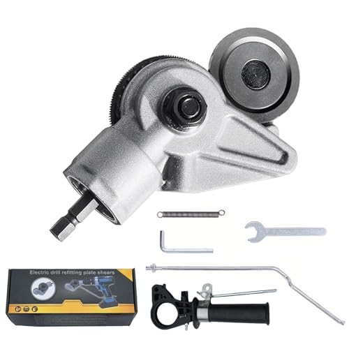 Blechschere für Akkuschrauber, Upgrade Blechknabber Elektrisch, Elektrischer Bohrplattenschneider Blechschneider mit Adapter zum Schneiden von Eisen, Stahl, Kupfer und Aluminium